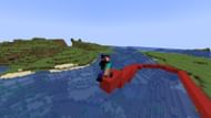 A command block can be set so that it automatically places blocks underneath a player (Image via Sportskeeda Gaming || Mojang Studios)